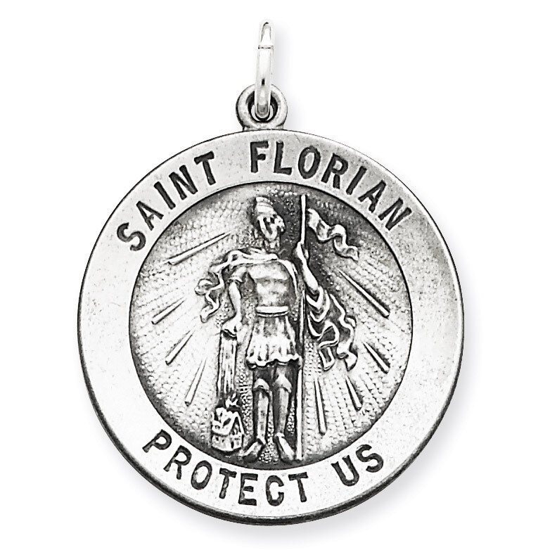 Saint Florian Medal Antiqued Sterling Silver QC464