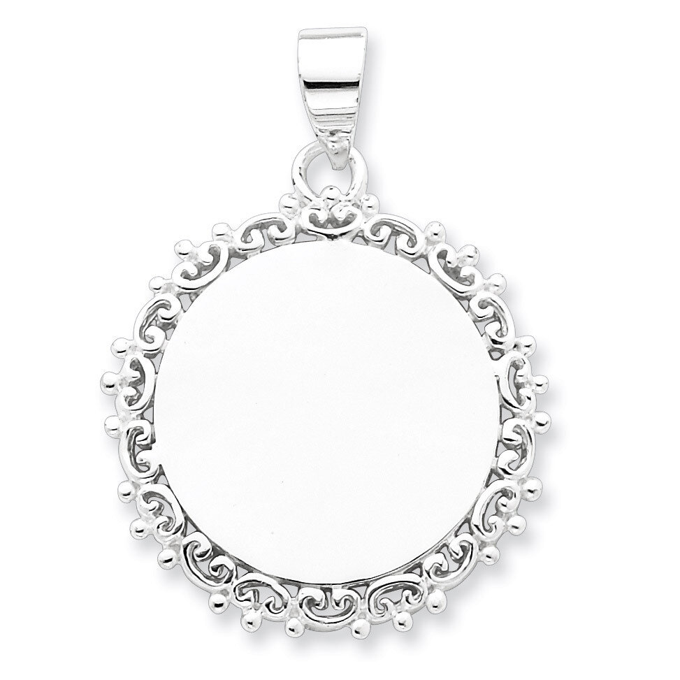 Round Pendant Sterling Silver Fancy QC4702, MPN: QC4702, 723252436402