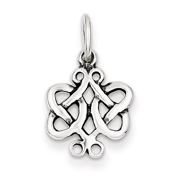 Scroll Celtic Knot Charm Antiqued Sterling Silver QC4720