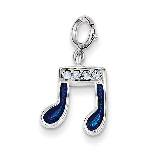 Preciosa Crystal & Blue Enamel Music Note Charm Sterling Silver QC4763