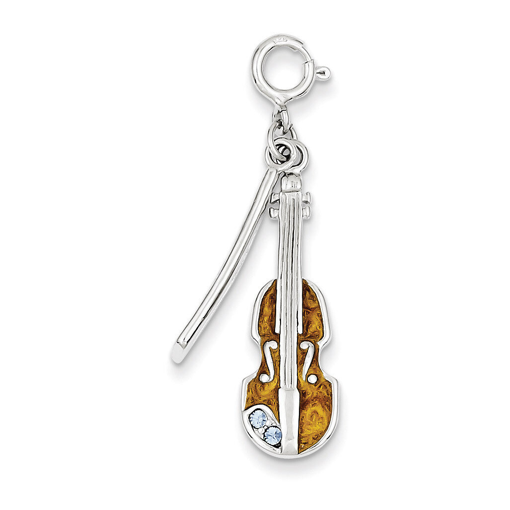 Preciosa Crystal Violin Charm Sterling Silver Enameled QC4768, MPN: QC4768, 883957976266