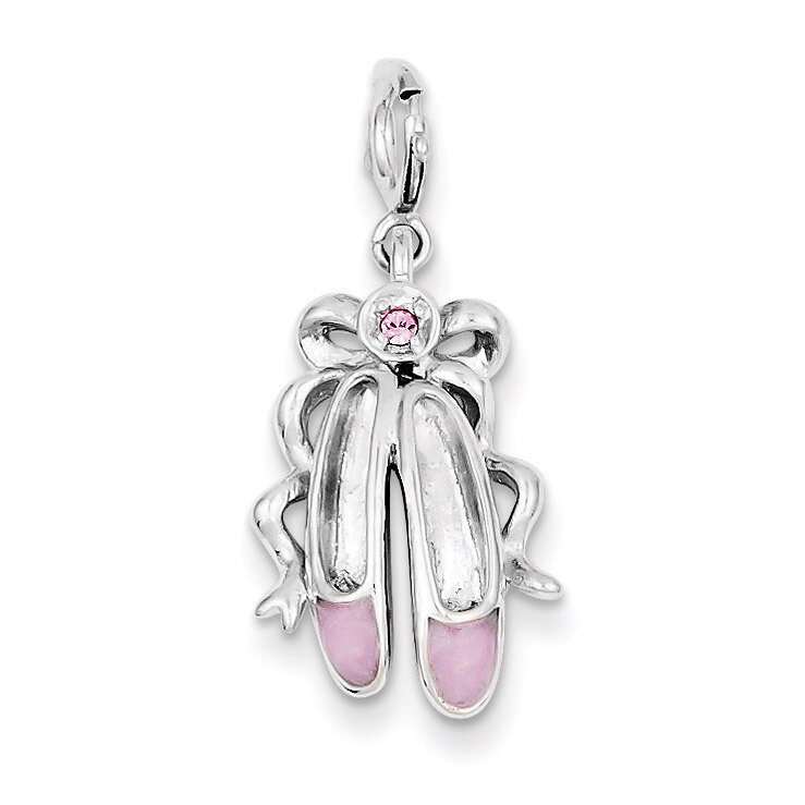Pink Enameled Ballet Slippers Charm Sterling Silver QC4771