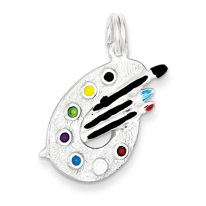 Painting Palette Charm Sterling Silver Enameled QC4780