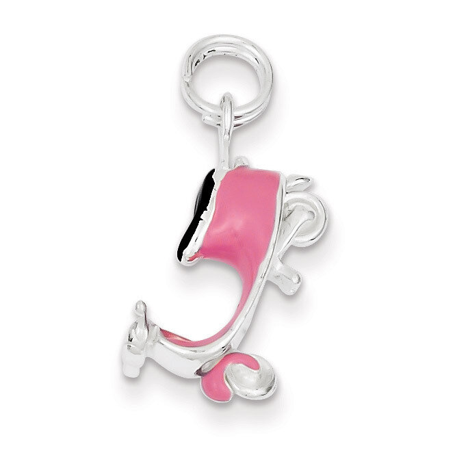 Pink Enamel Motor Scooter Charm Sterling Silver QC4799