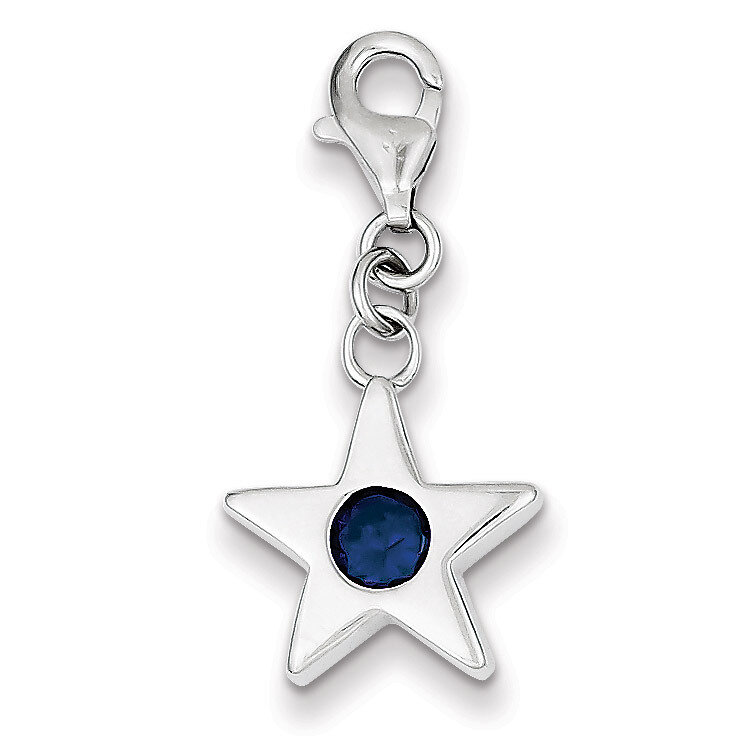 September Diamond Birthstone Star Charm Sterling Silver QC4818