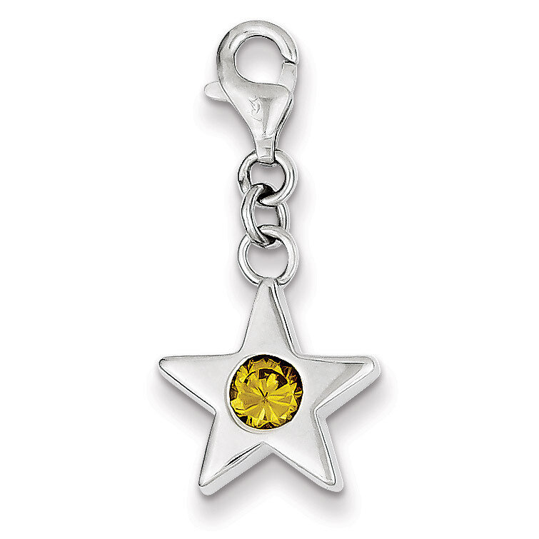 November Diamond Birthstone Star Charm Sterling Silver QC4820