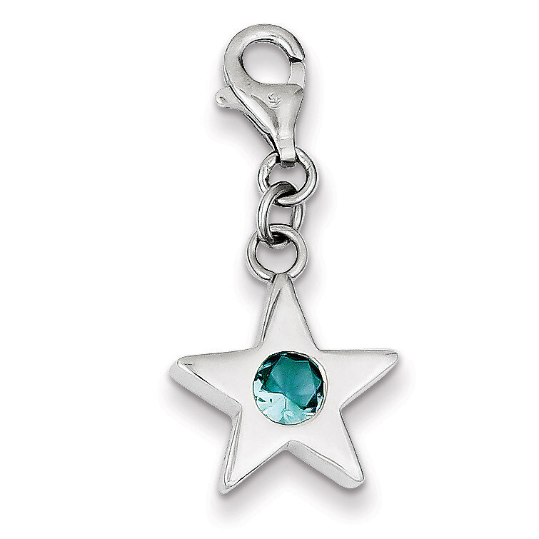 December Diamond Birthstone Star Charm Sterling Silver QC4821
