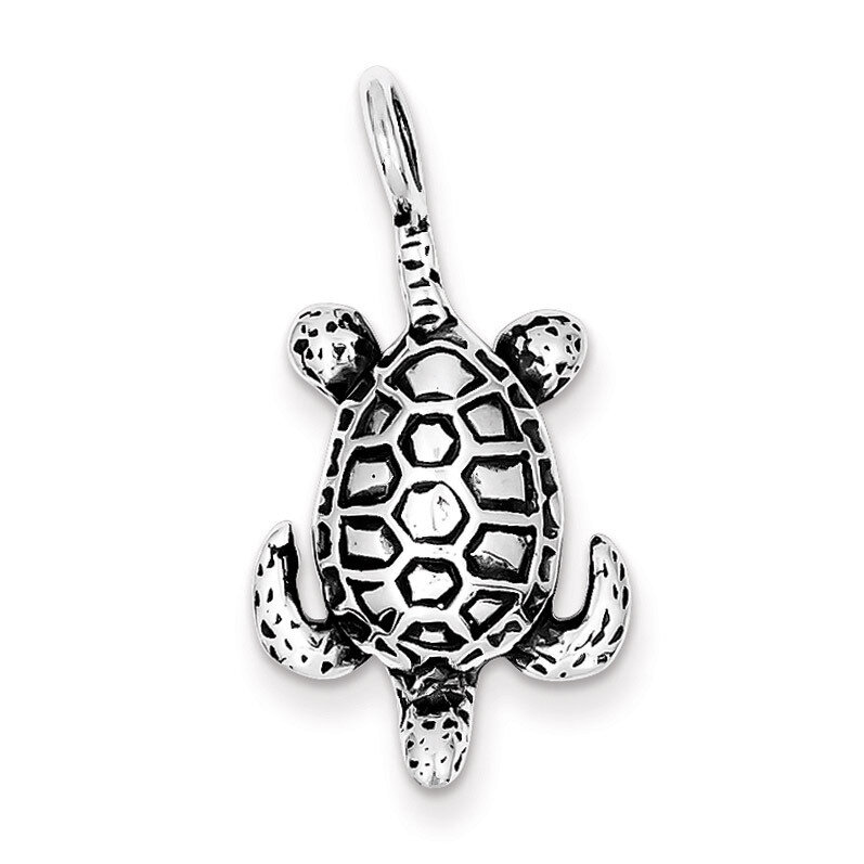 Sea Turtle Pendant Antiqued Sterling Silver QC4903