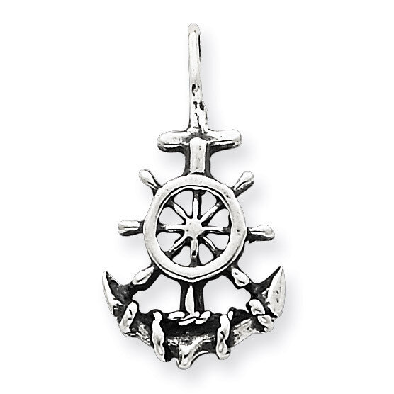 Anchor &amp; Ship&#39;s Wheel Pendant Antiqued Sterling Silver QC4973, MPN: QC4973, 883957576282