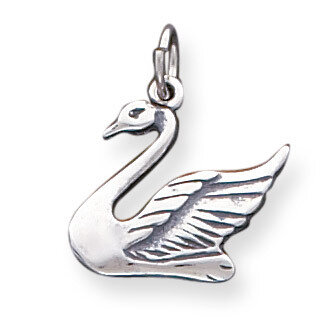 Swan Charm Antiqued Sterling Silver QC5014
