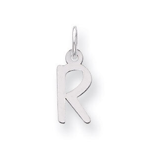 Slanted Block Initial R Charm Sterling Silver QC5081R, MPN: QC5081R, 191101461286