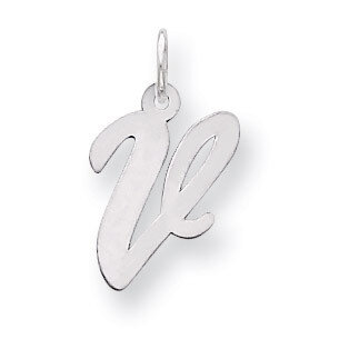 Medium Script Initial V Charm Sterling Silver QC5082V, MPN: QC5082V, 883957488431