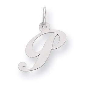 Script Initial P Charm Sterling Silver Fancy QC5086P