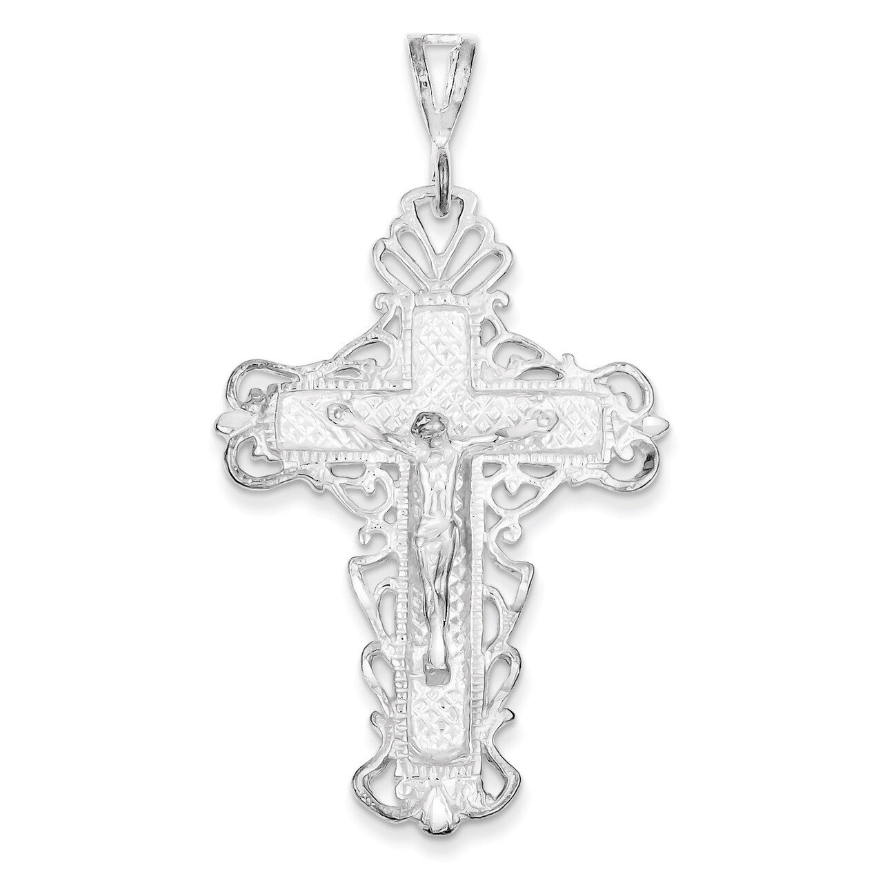 Crucifix Pendant Diamond-cut Sterling Silver QC512, MPN: QC512, 883957912271