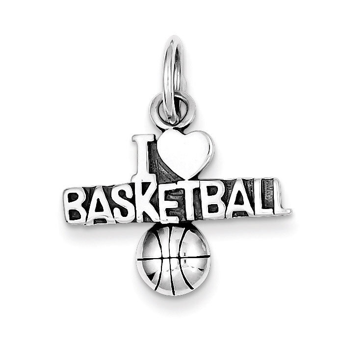 Antique I (heart) Basketball Charm Sterling Silver QC5130, MPN: QC5130, 883957976990