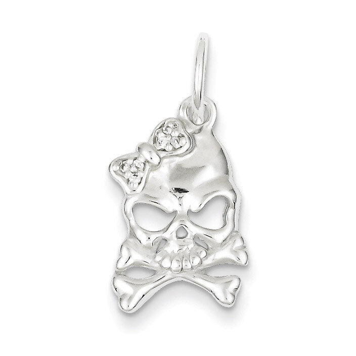 Skull Charm Sterling Silver Diamond QC5152, MPN: QC5152, 883957912387