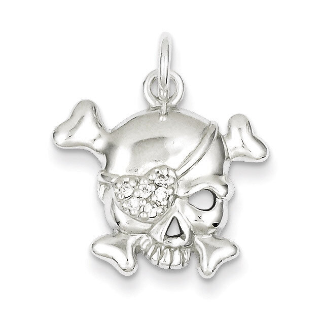 Skull Charm Sterling Silver Diamond QC5159, MPN: QC5159, 883957912424