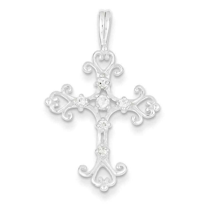 Cross Pendant Sterling Silver Diamond QC5293, MPN: QC5293, 723252633054