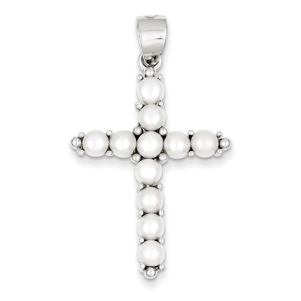 Pearl Cross Pendant Sterling Silver Cultured QC5297