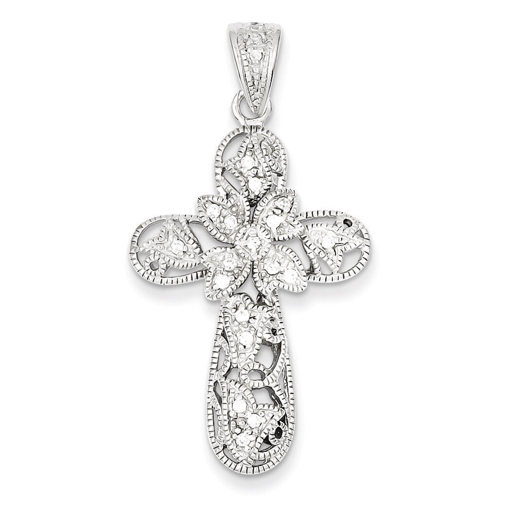 Cross Pendant Sterling Silver Diamond QC5298, MPN: QC5298, 883957912769