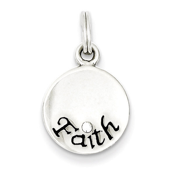 Stellux Crystal Faith Charm Antiqued Sterling Silver QC5335