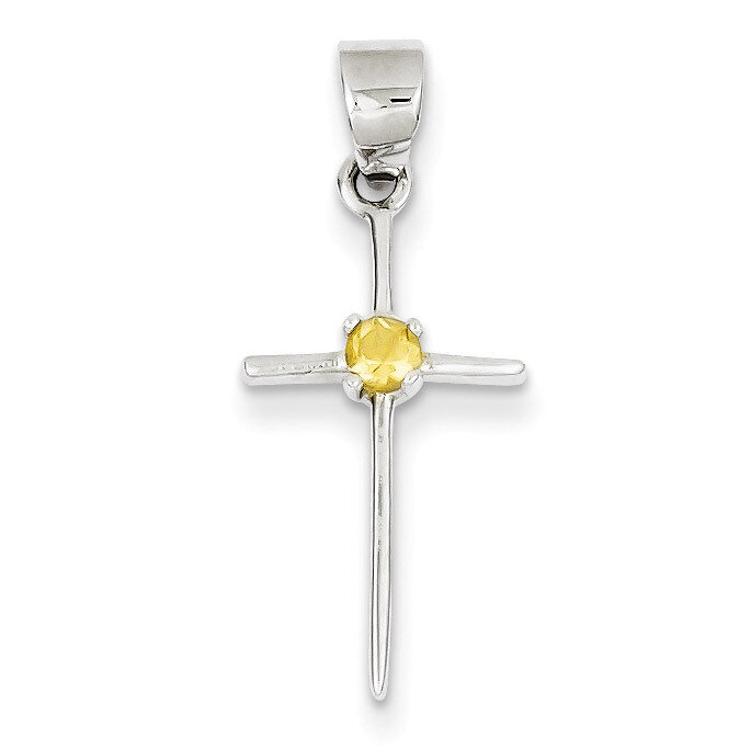 Citrine Cross Pendant Sterling Silver QC5380, MPN: QC5380, 191101561184