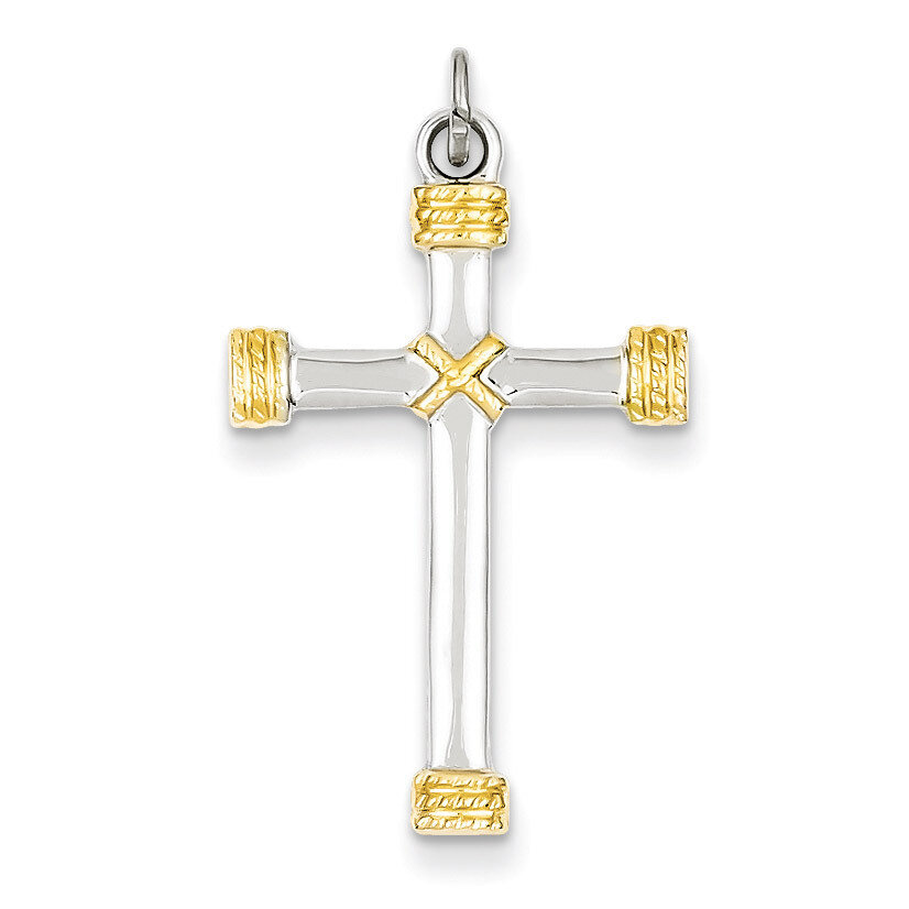 18k Gold-plated Rope Cross Pendant Sterling Silver QC5386, MPN: QC5386, 883957597706