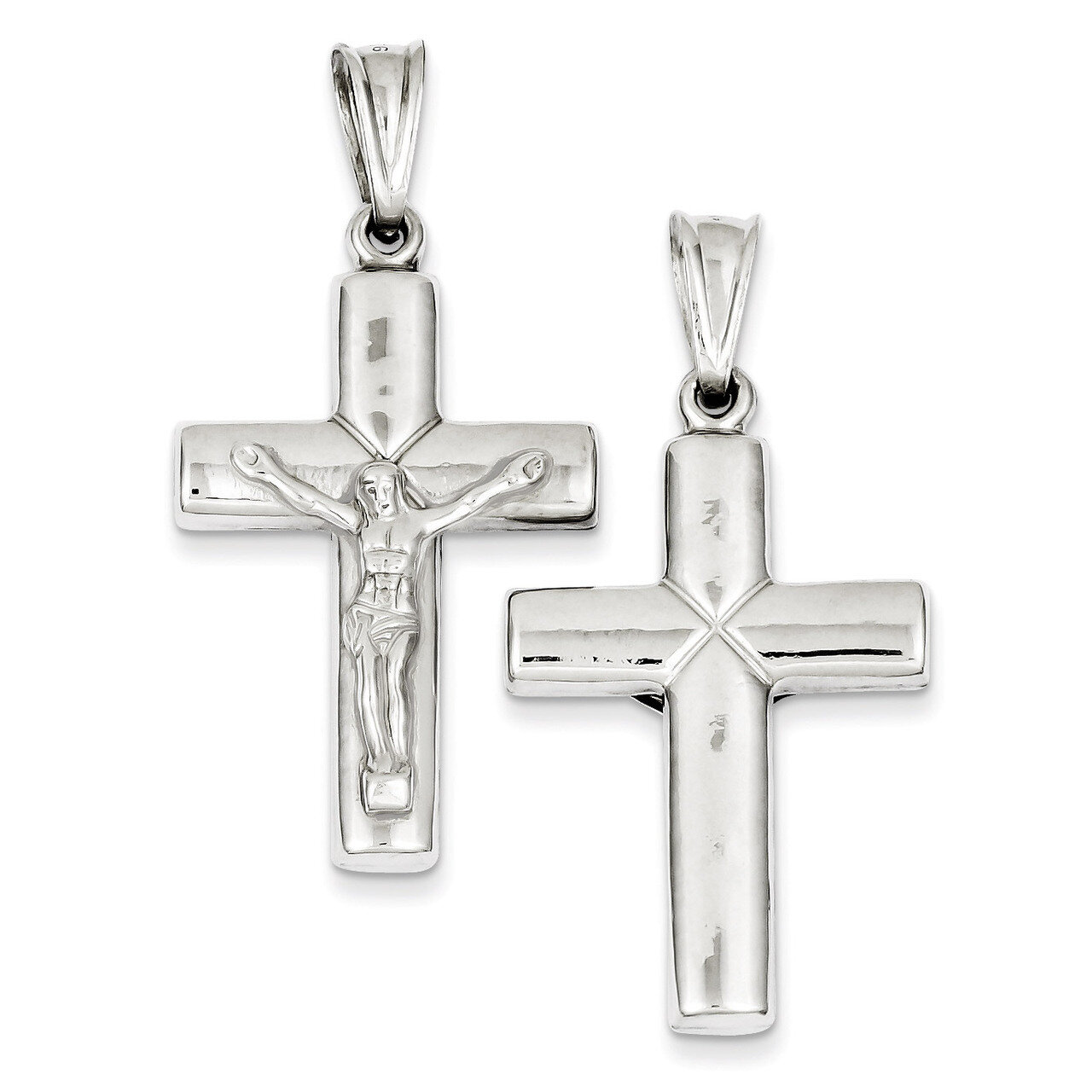 Latin Crucifix Pendant Sterling Silver Rhodium-plated Hollow QC5406, MPN: QC5406, 883957913117