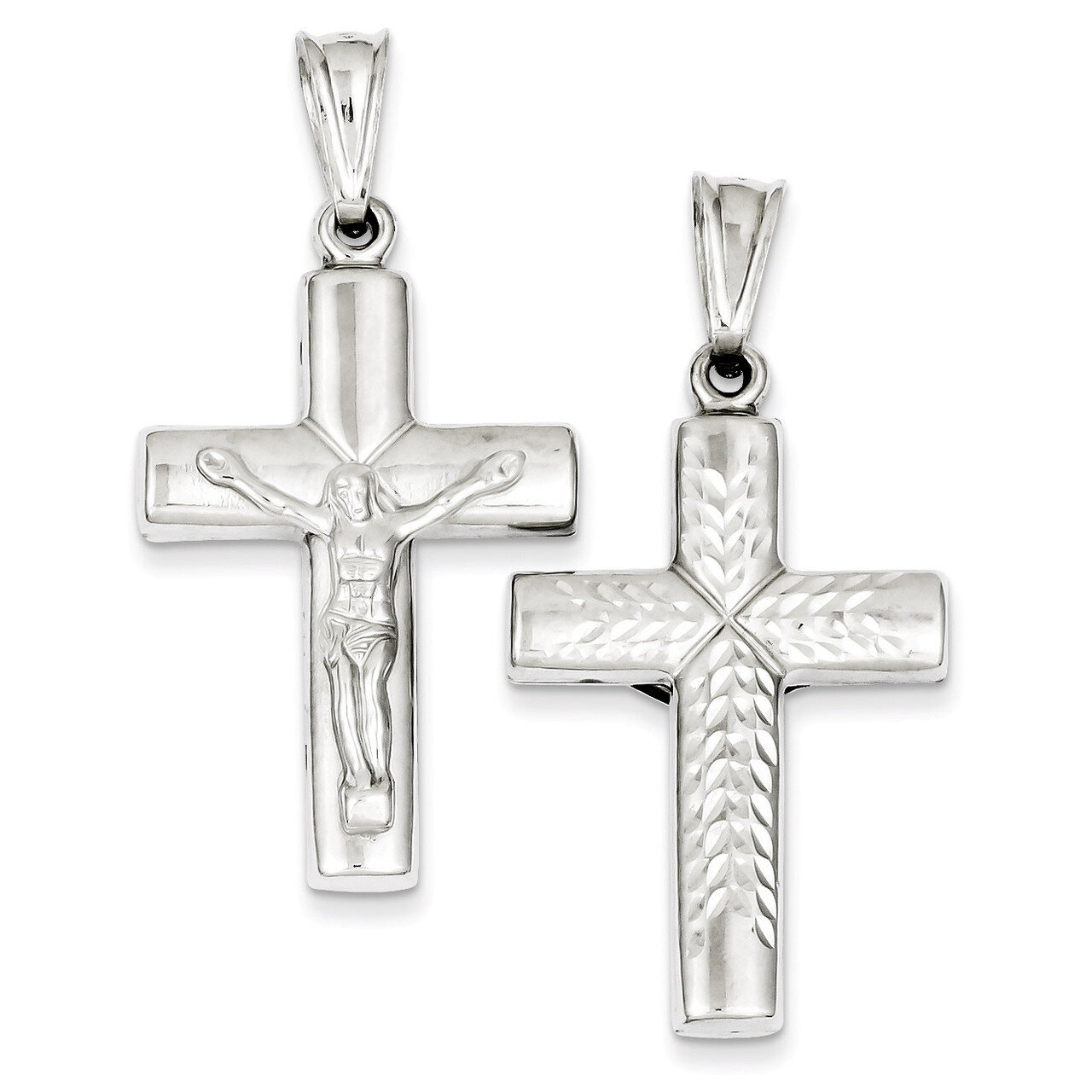 Latin Crucifix Pendant Sterling Silver Rhodium-plated Hollow QC5407