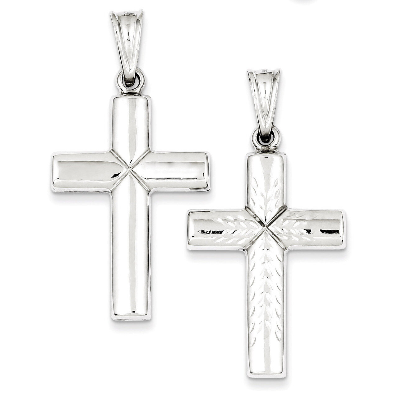 Cross Pendant Sterling Silver Rhodium-plated Diamond-Cut QC5409