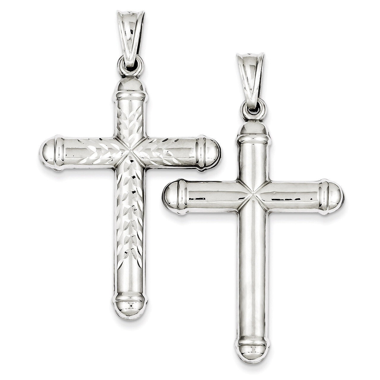 Reversible Cross Pendant Sterling Silver Rhodium-plated Diamond-Cut QC5410, MPN: QC5410, 8839579131…