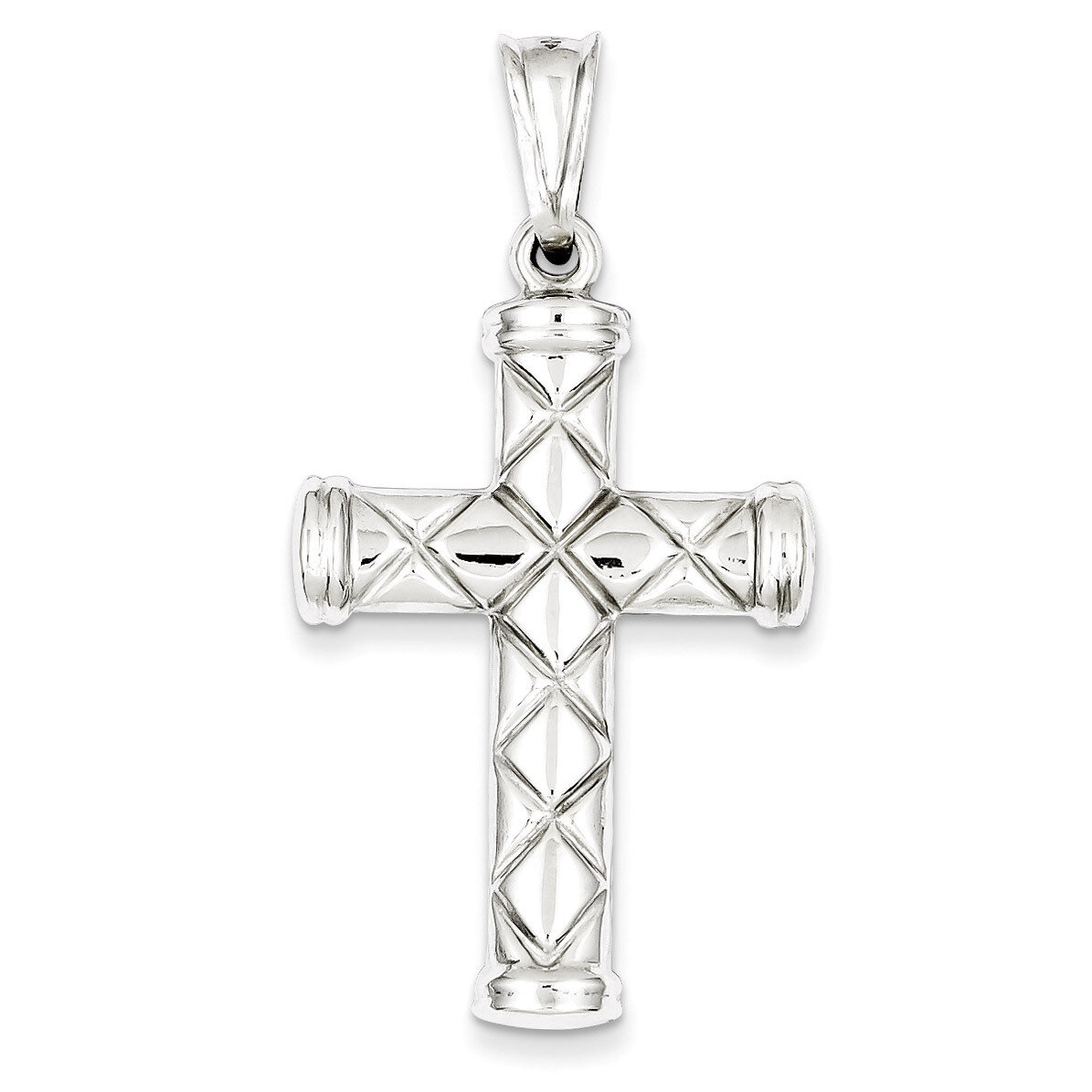 Latin Cross Pendant Sterling Silver Rhodium-plated Hollow QC5416