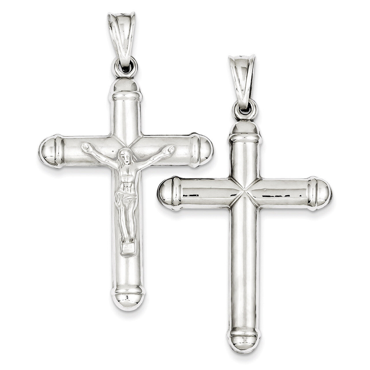 Reversible Crucifix Pendant Sterling Silver Rhodium-plated QC5420, MPN: QC5420, 883957913254