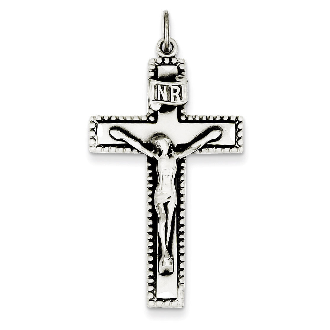 INRI Crucifix Pendant Antiqued Sterling Silver QC5436, MPN: QC5436, 883957529233