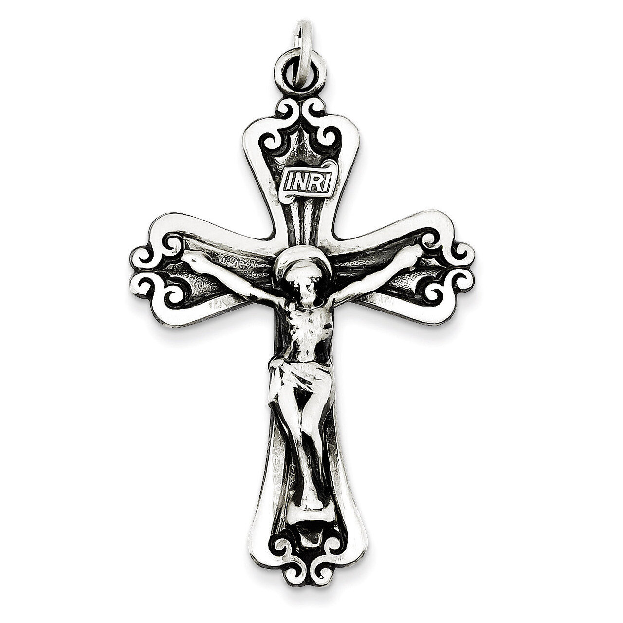INRI Crucifix Pendant Antiqued Sterling Silver QC5445, MPN: QC5445, 883957501123