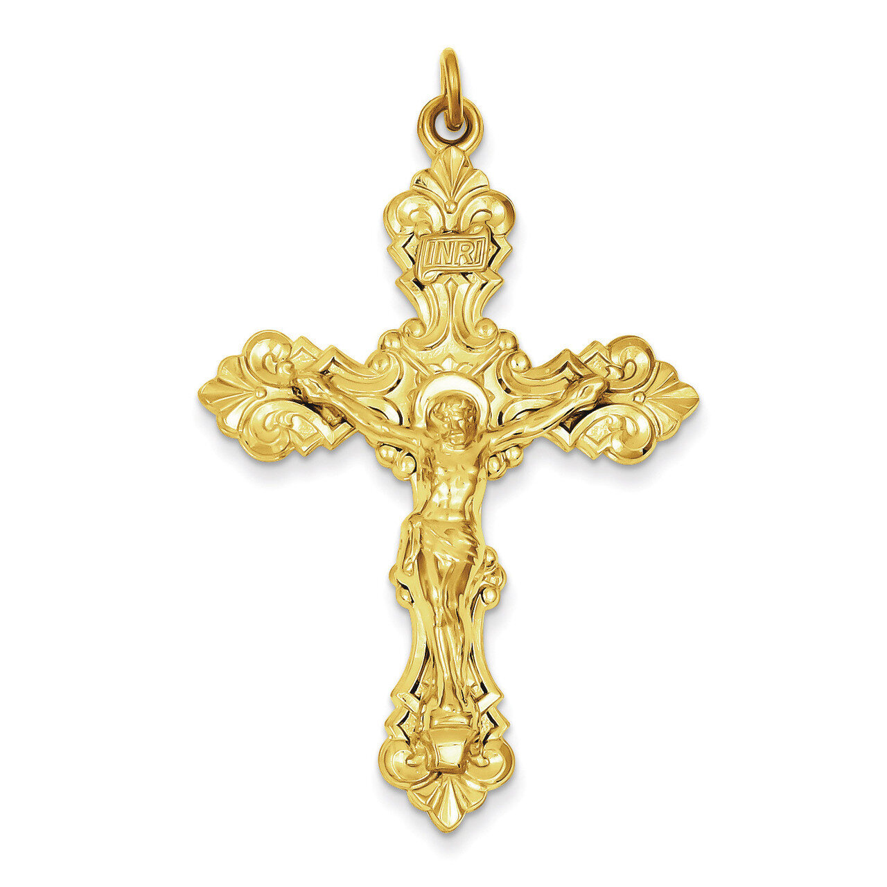 24k Gold-plated INRI Crucifix Pendant Sterling Silver QC5474