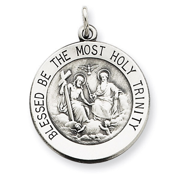 Holy Trinity Medal Antiqued Sterling Silver QC5477