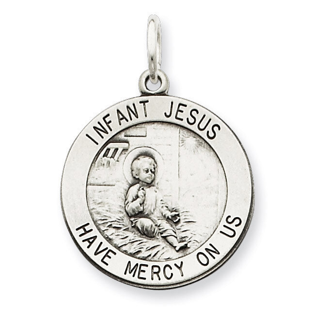 Infant Jesus Medal Antiqued Sterling Silver QC5479
