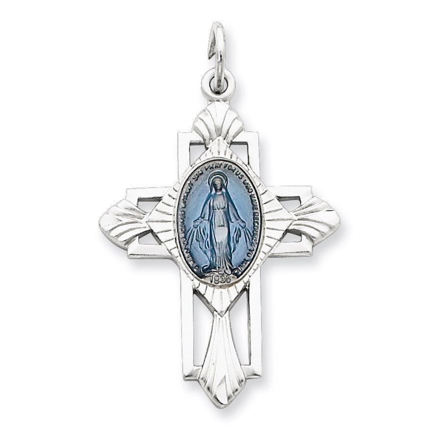 Miraculous Medal Cross Pendant Sterling Silver QC5501, MPN: QC5501, 886774109701