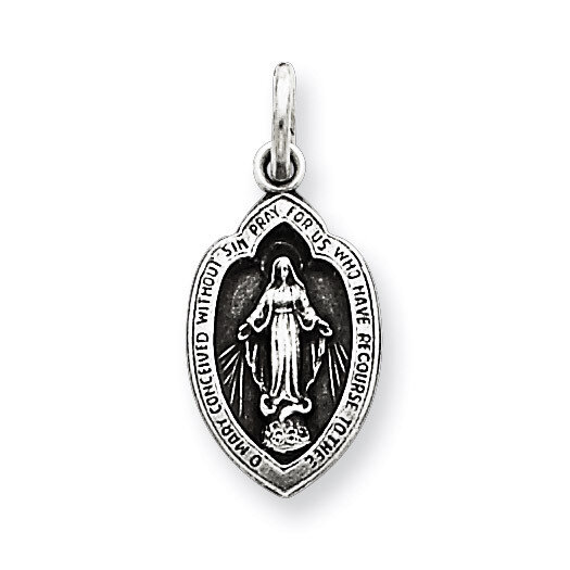 Miraculous Medal Antiqued Sterling Silver QC5502