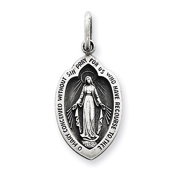 Miraculous Medal Antiqued Sterling Silver QC5504
