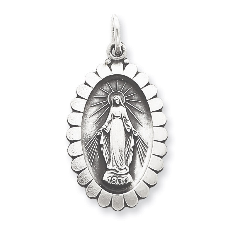 Miraculous Medal Antiqued Sterling Silver QC5511