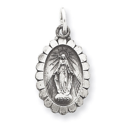 Miraculous Medal Antiqued Sterling Silver QC5512