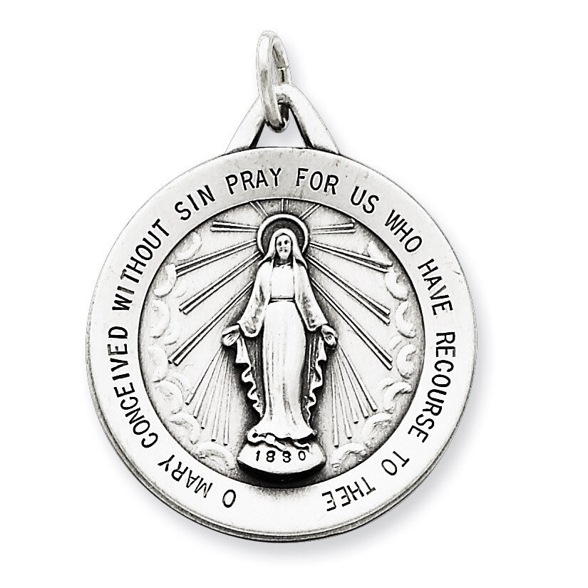 Miraculous Medal Antiqued Sterling Silver QC5519