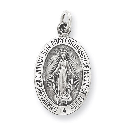 Miraculous Medal Antiqued Sterling Silver QC5520