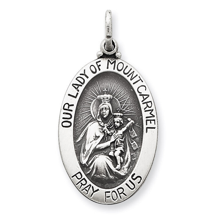 Our Lady of Mount Carmel Medal Antiqued Sterling Silver QC5575