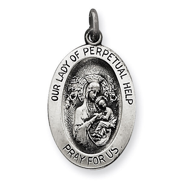 Our Lady of Perpetual Help Medal Antiqued Sterling Silver QC5576