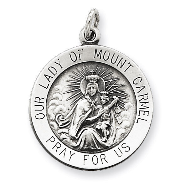 Our Lady of Mount Carmel Medal Antiqued Sterling Silver QC5578