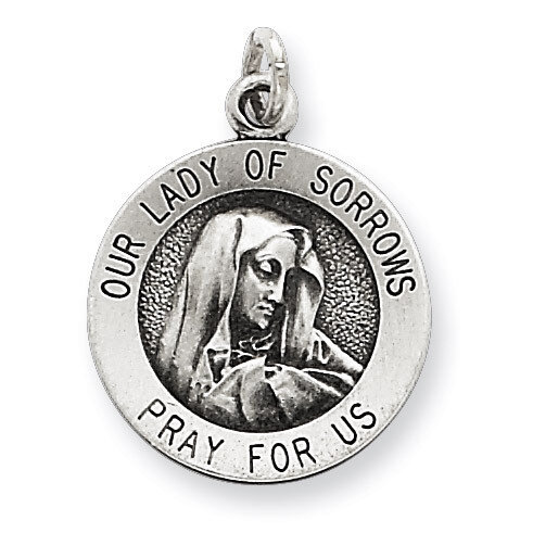 Our Lady of Sorrows Medal Antiqued Sterling Silver QC5581, MPN: QC5581, 191101183270