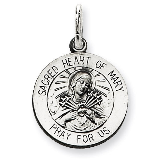 Sacred Heart of Mary Medal Antiqued Sterling Silver QC5585, MPN: QC5585, 191101183317